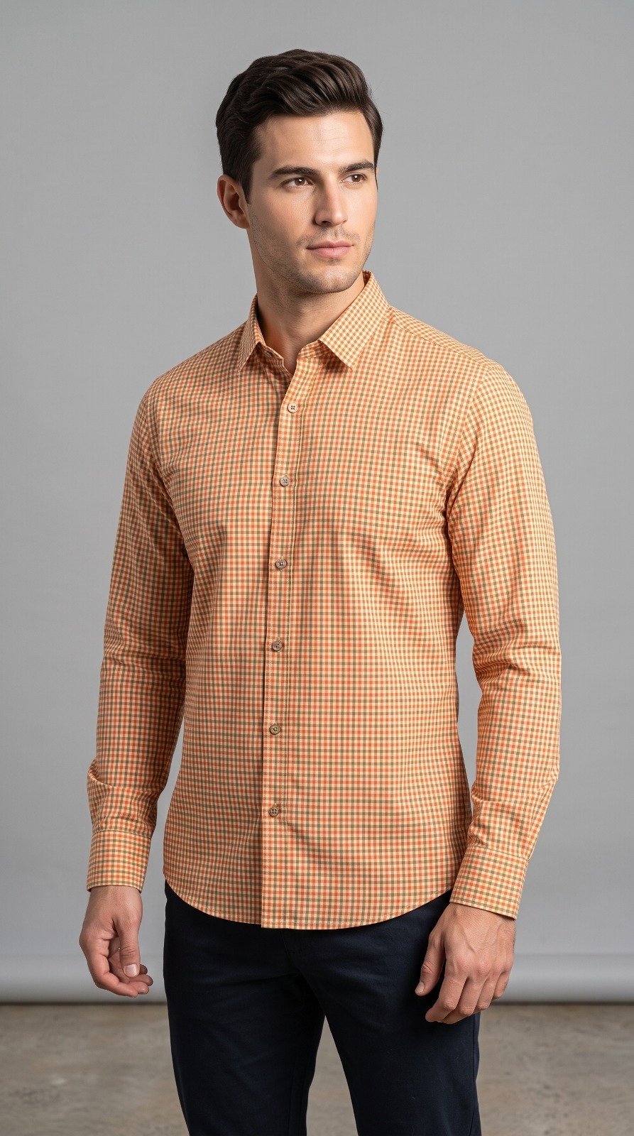 Checked Casual Shirt in orange check