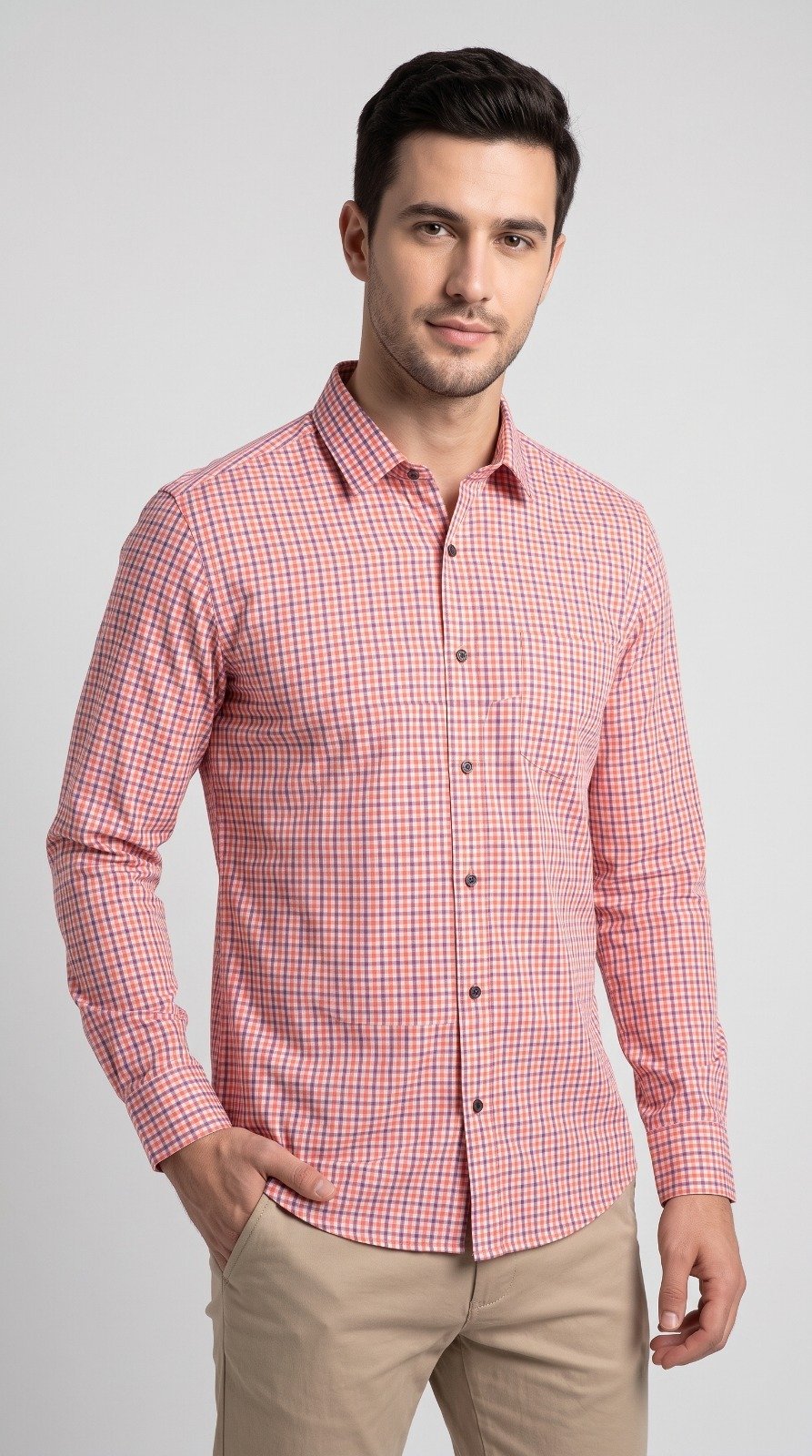 Checked Casual Shirt in red check