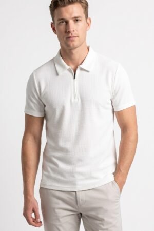 Imported Zipper Polo - Shoulder White Pipe