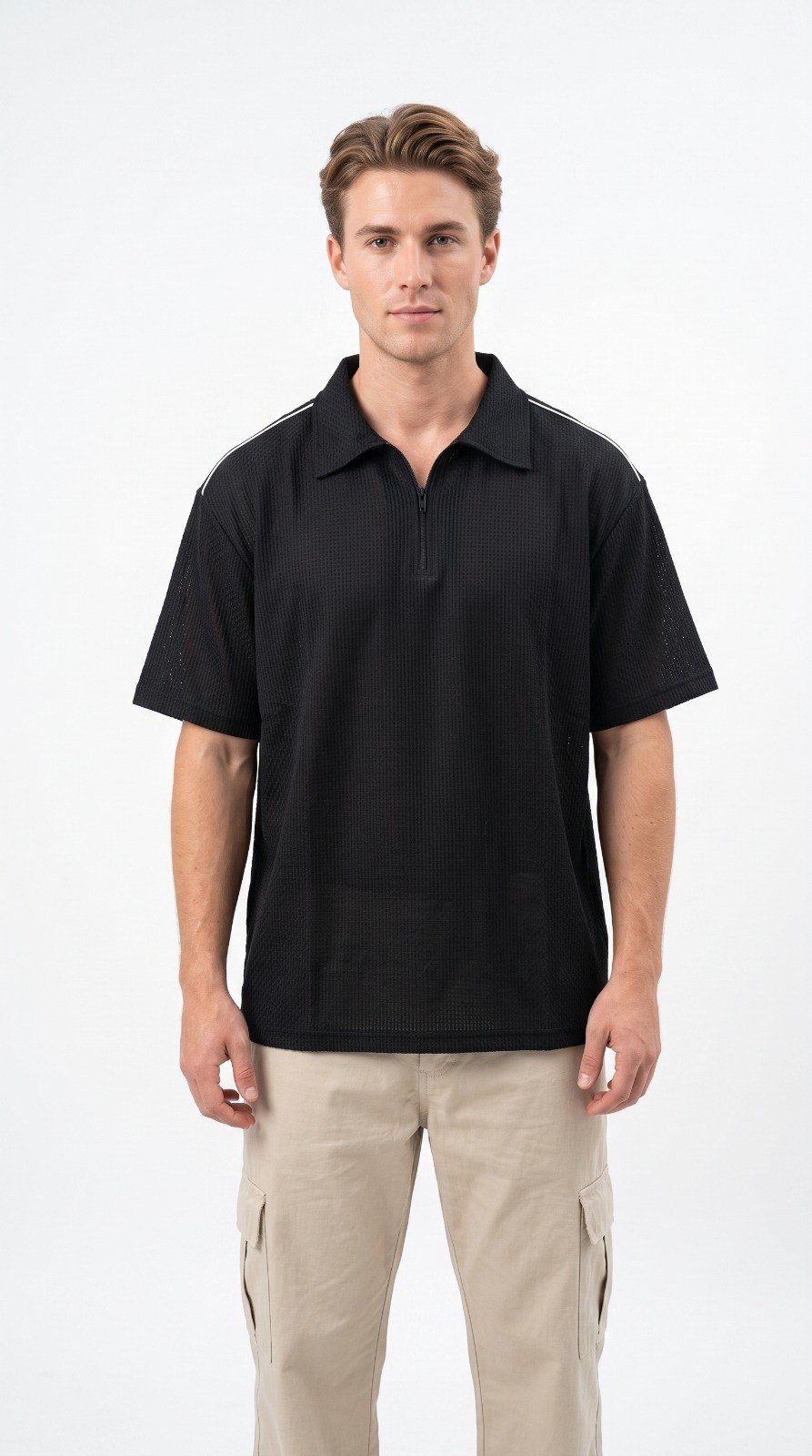 Imported Zipper Polo - Shoulder White Pipe - Image 2