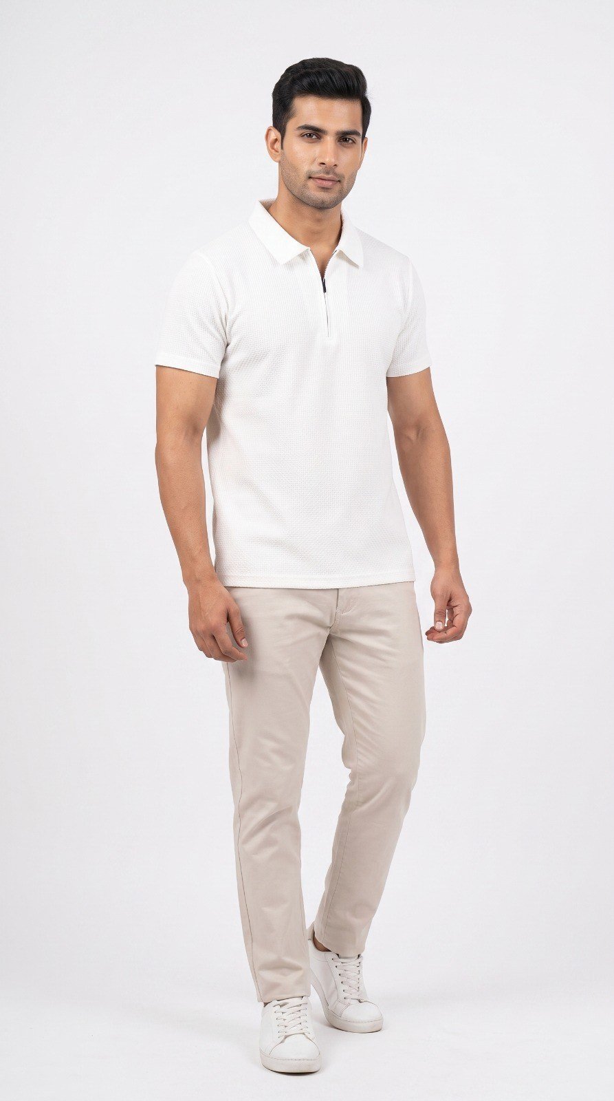 Imported Zipper Polo - Shoulder White Pipe - Image 4