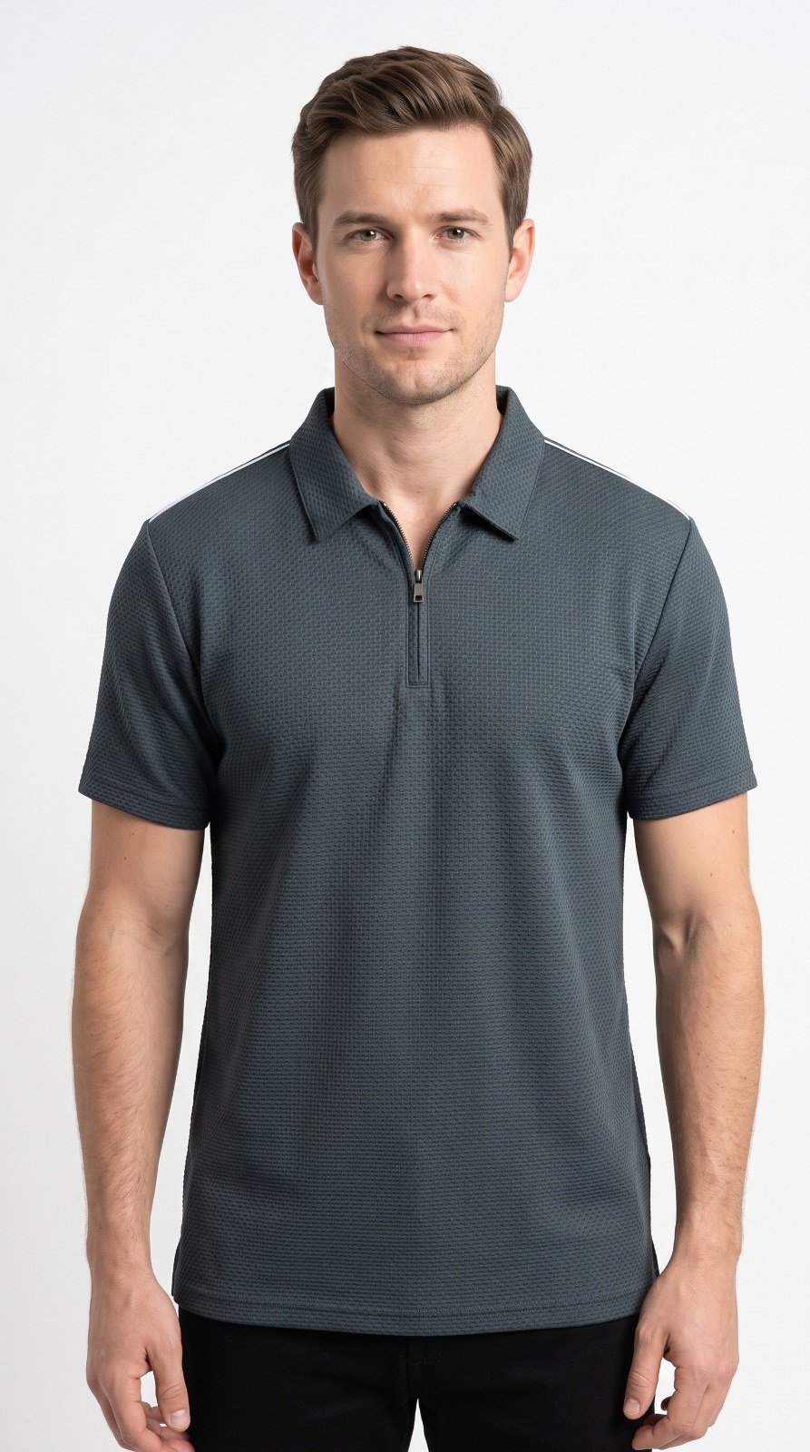 Imported Zipper Polo - Shoulder White Pipe - Image 6