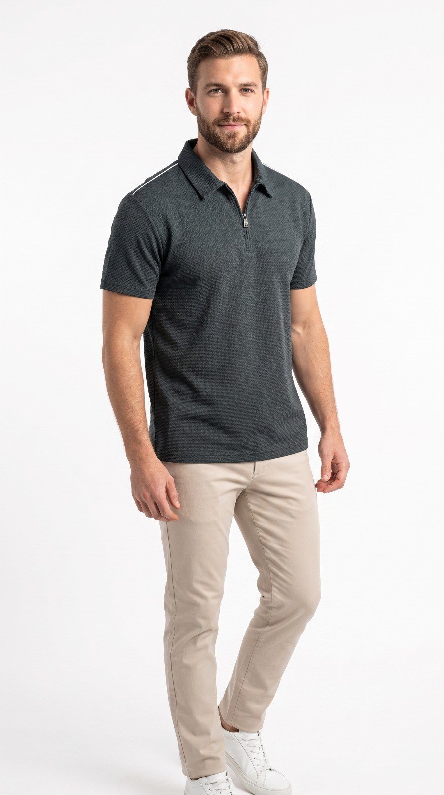 Imported Zipper Polo - Shoulder White Pipe - Image 7
