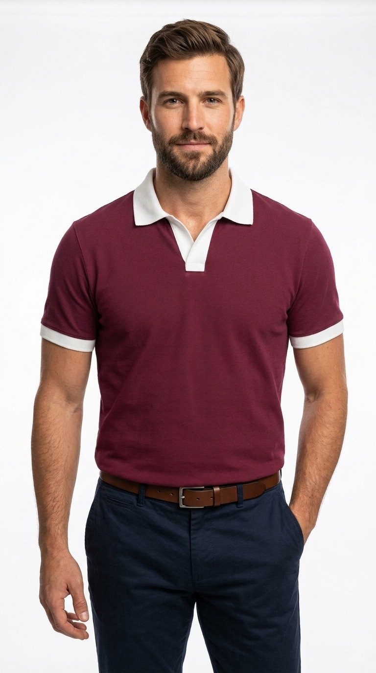Maroon Contrast JC Polo, second view