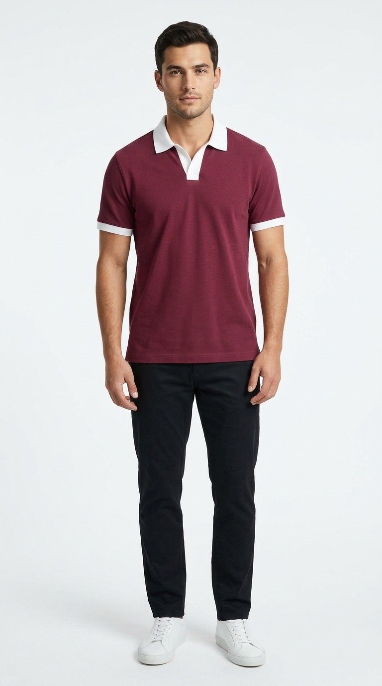 Maroon Contrast JC Polo, third view