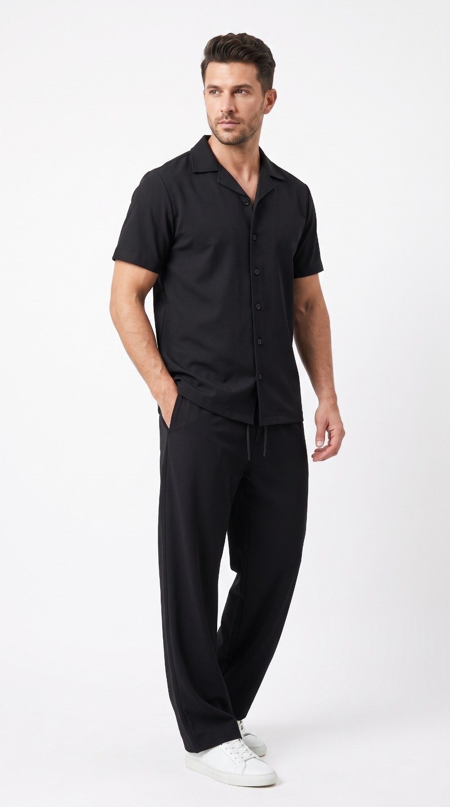 Imported Safari Suit (High GSM) in black, second view
