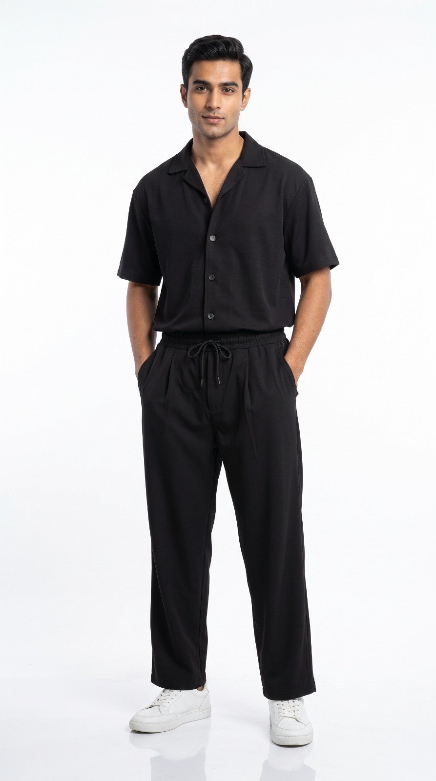 Imported Safari Suit (Low GSM) in black, third view