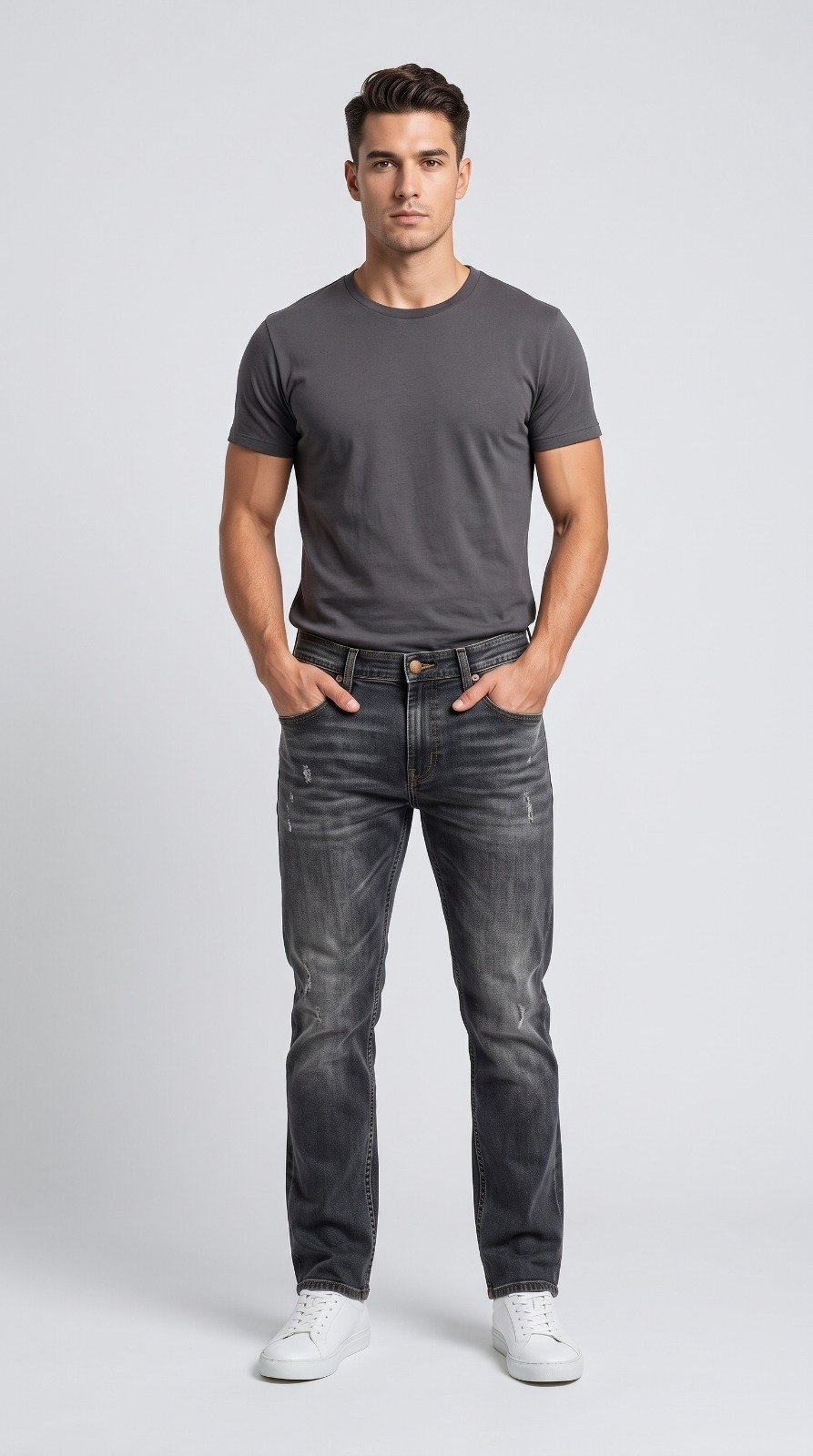 Straight Fit Jeans in charcoal