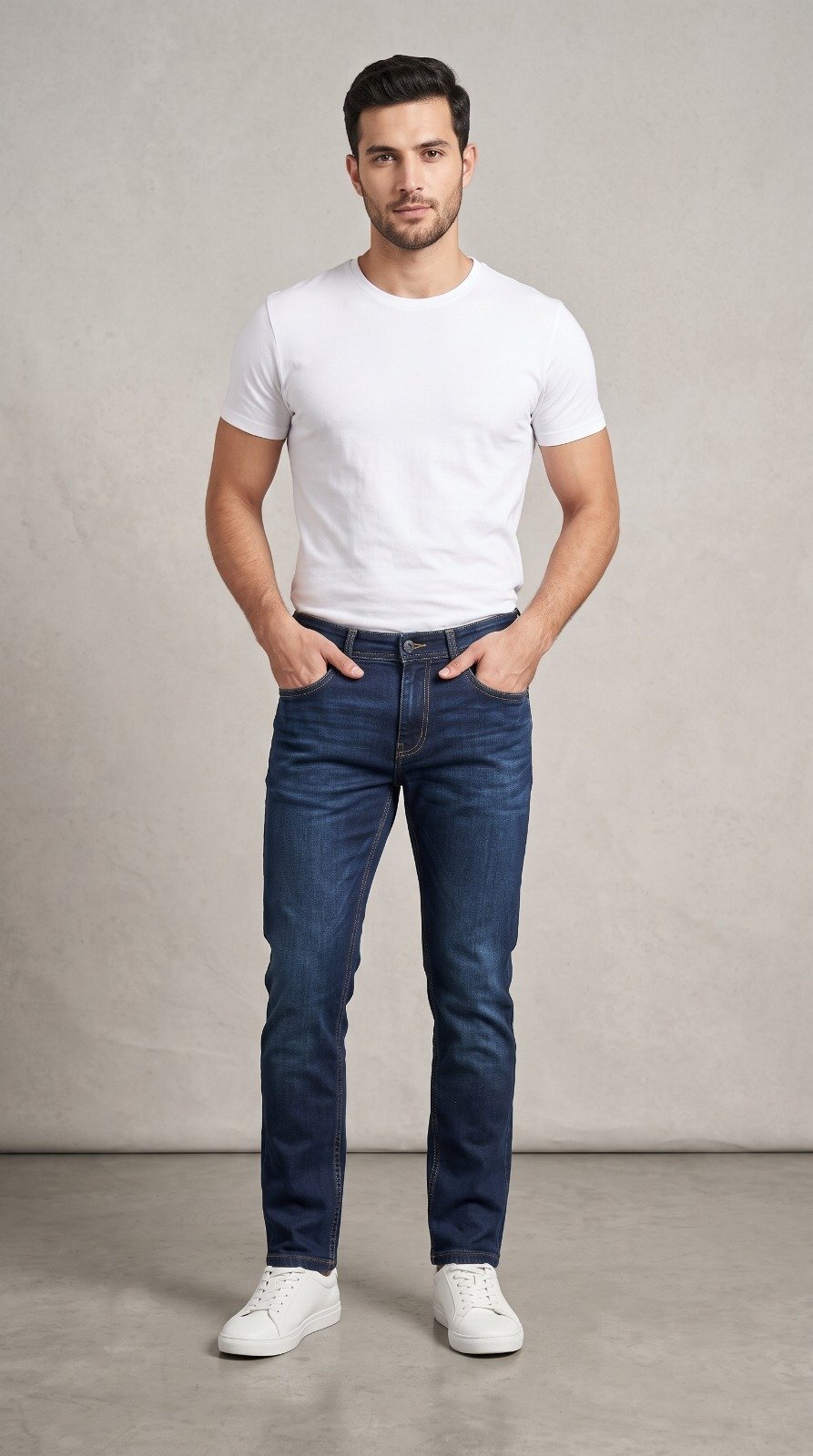 Straight Fit Jeans in dark blue, fourth view