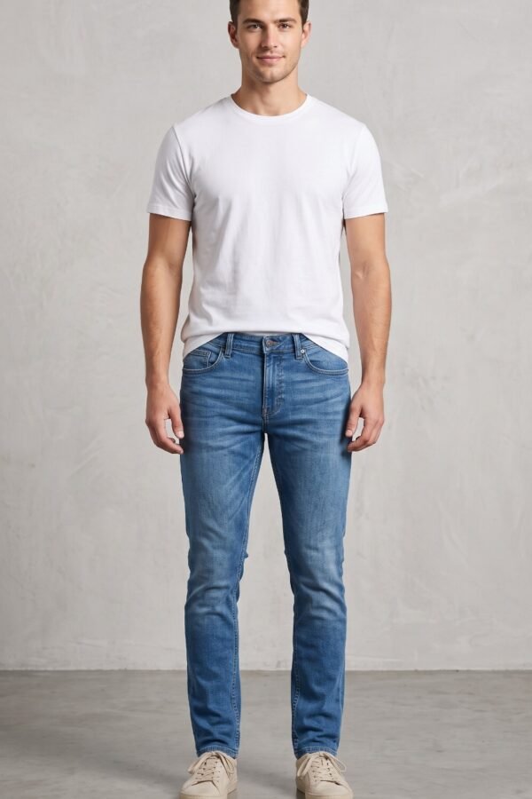 Straight Fit Jeans in mid blue