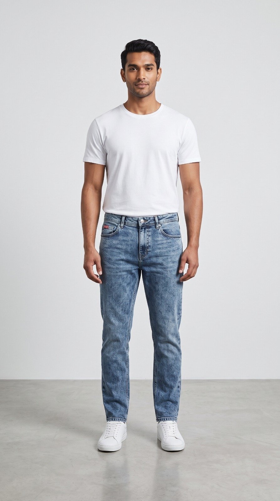 Straight Fit Jeans in mid blue, second view